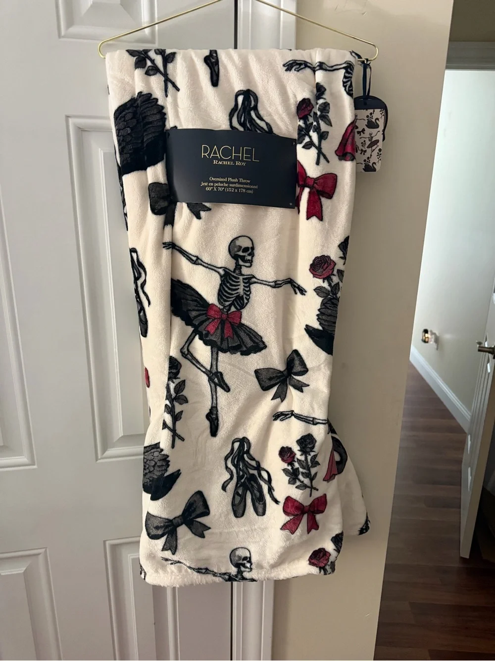 Rachel Roy Halloween Blanket w/ Ballerina Skeletons, Bows, Roses & Ballet Shoes